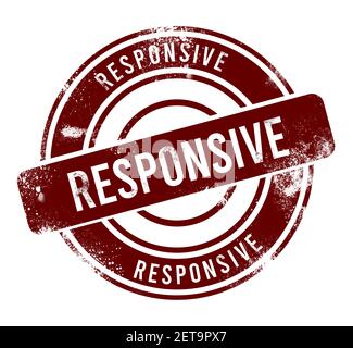 Responsive - red round grunge button, stamp Stock Photo
