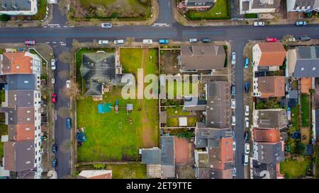 Top Down view of a residential area Stock Photo