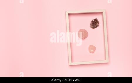 creative minimal layer with frame and ornamental stones Stock Photo