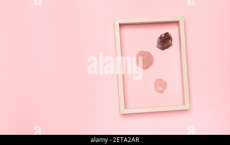creative minimal layer with frame and ornamental stones Stock Photo