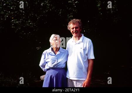 Portrait of Ninety Year Old Woman with Nephew Stock Photo