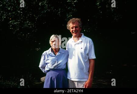 Portrait of Ninety Year Old Woman with Nephew Stock Photo