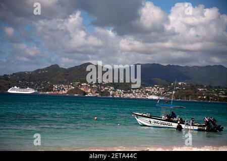 dive grenada boat grand anse beach  grenada windward islands west indies Stock Photo