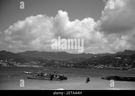 dive grenada boat grand anse beach  grenada windward islands west indies Stock Photo