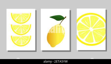 Set of posters with lemons Stock Vector