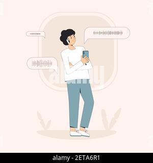 Clubhouse. Social media networking app. Audio chat. Talking with friends with voice and phone. Online call with different people. Listen music, podcas Stock Vector