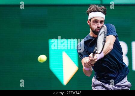 ROTTERDAM, THE NETHERLANDS - MARCH 1: Nikoloz Basilashvili of Georgia during the 48e ABN AMRO World Tennis Tournament at Rotterdam Ahoy on March 1, 20 Stock Photo