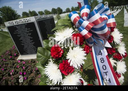 Pentagon Group Burial Marker in Arlington National Cemetery (27067501661). Stock Photo