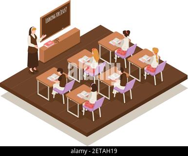 Religious education isometric composition sunday school for children ...