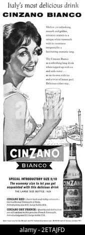 1959 British advertisement for Cinzano Bianco white vermouth. Stock Photo