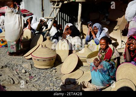 The injera basket market in Mekele, Ethiopia. Stock Photo