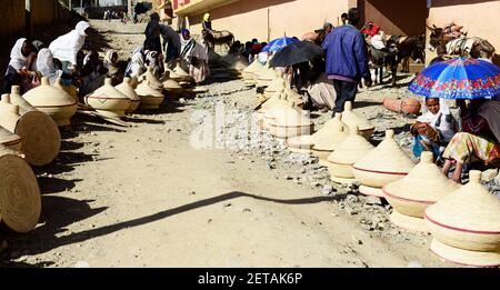 The injera basket market in Mekele, Ethiopia. Stock Photo