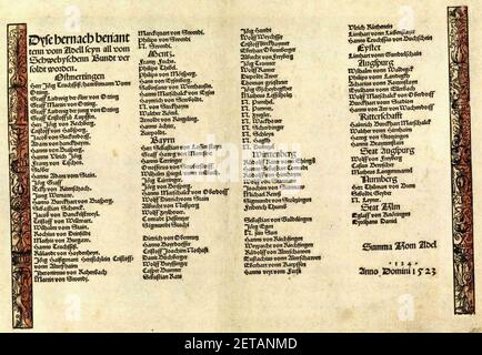 Personenliste Fränkischer Krieg. Stock Photo