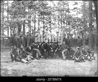Petersburg, Va. Commissioned and noncommissioned officers of Cos. C and D, 1st Massachusetts Cavalry Stock Photo