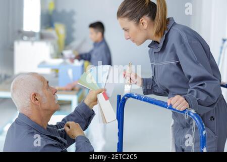 portrait of female apprentice with mentor Stock Photo