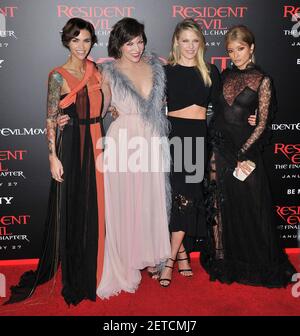 L-R) Ruby Rose, Milla Jovovich, Ali Larter and Rola arrives at the