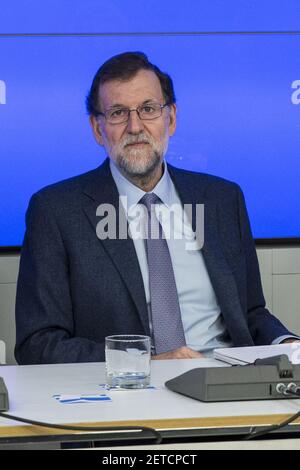 Spain's Prime Minister, Mariano Rajoy presides the Popular Party's national executive committee in Madrid, Spain. January 14, 2017. (Photo by Rodrigo Jimenez/ALTERPHOTOS) *** Please Use Credit from Credit Field ***