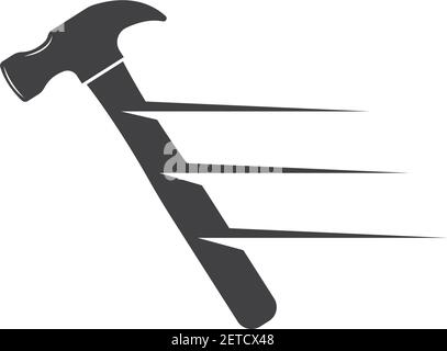 hummer and metal nail  icon logo vector illustration design template Stock Vector