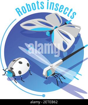 $Animals Robots Isometric Background Stock Vector