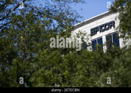 A logo sign outside of the headquarters of the Epicor Software ...