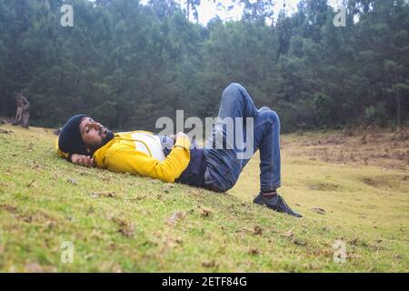 Kodaikanal, India - 21-Feb-2021: Handsome bearded man posing on outdoor. Men Model Editorial Stock Image. Stock Photo
