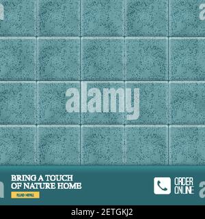 Realistic ceramic floor tiles background with bring a touch of nature home tagline of manufacturer vector illustration Stock Vector