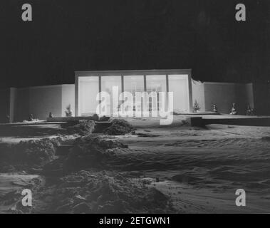Photograph of Truman Library at Night Stock Photo