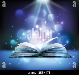 Mystery Open Book With Shining Pages Fantasy Book With Magic Light Sparkles  And Stars Vector Illustration Stock Illustration - Download Image Now -  iStock