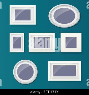 Set of different picture frames and pictures. Stock Vector