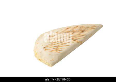 one mexican quesadilla fast food on white isolated background with copy space Stock Photo