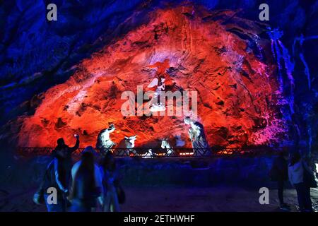 The statue in the salt mine, Zipaquira, Colombia, South America Stock Photo