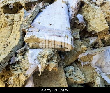 The background glass wool for thermal insulation. The structure of glass wool Stock Photo