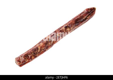 Dried jerked deer and pork sausage isolated on white background Stock Photo