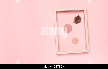 creative minimal layer with frame and ornamental stones Stock Photo
