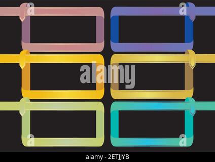 Black rectangular ribbon frame with curved edges and swirling patterns ...