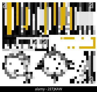 Black road markings top view icon set with different marking white and yellow vector illustration Stock Vector
