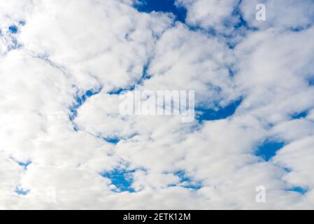 Cloud and blue skay background.Dramatic nice white clouds on a blue heaven. Stock Photo