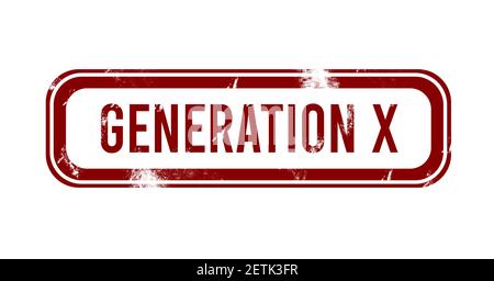 Generation X - red grunge button, stamp Stock Photo