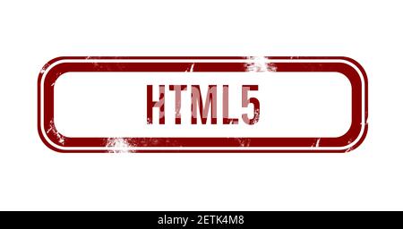 HTML5 - red grunge button, stamp Stock Photo