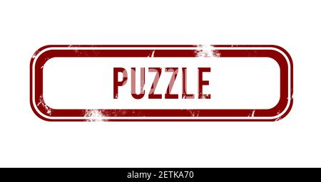 puzzle - red grunge button, stamp Stock Photo