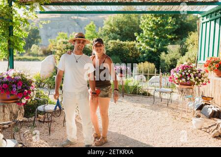 A couple of gardeners Working at Nursery Stock Photo