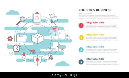 import and export concept for infographic template banner with four ...