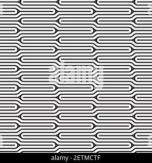 A retro seamless pattern with black and white geometric motifs. Stock Vector