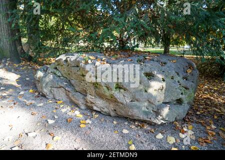 Granite is rich in quartz, mica and feldspar photographed in daylight in Bavaria Stock Photo