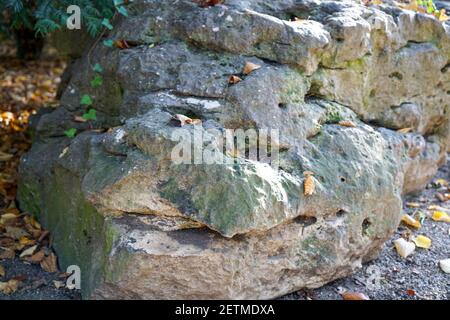 Granite is rich in quartz, mica and feldspar photographed in daylight in Bavaria Stock Photo