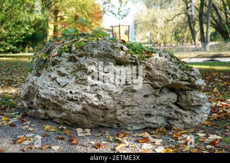 Granite is rich in quartz, mica and feldspar photographed in daylight in Bavaria Stock Photo