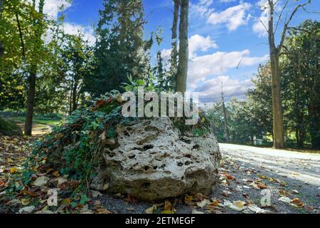 Granite is rich in quartz, mica and feldspar photographed in daylight in Bavaria Stock Photo