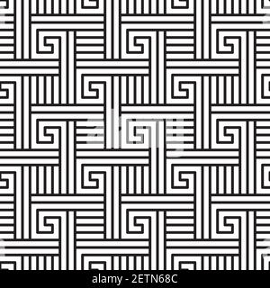 A retro seamless pattern with black and white geometric motifs. Stock Vector