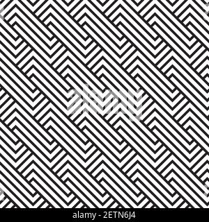 A retro seamless pattern with black and white geometric motifs. Stock Vector