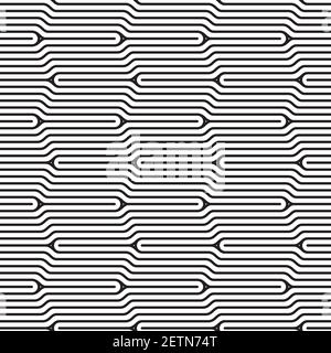 A retro seamless pattern with black and white geometric motifs. Stock Vector
